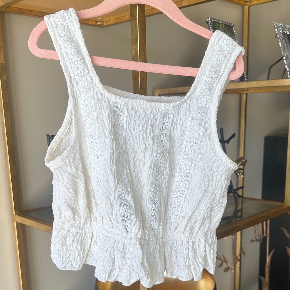 Zara White Textured Kids Crop Top NWT